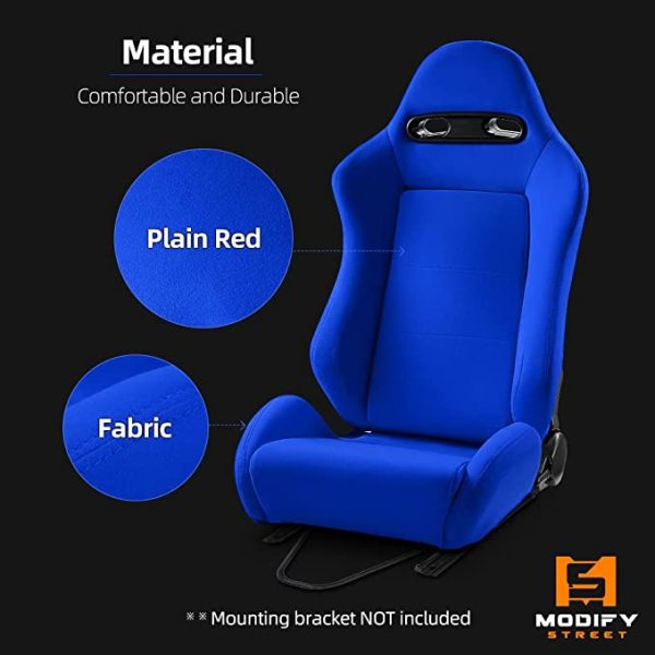ModifyStreet Classic-Series Fabric Reclinable Racing Seats Pair (Blue ...