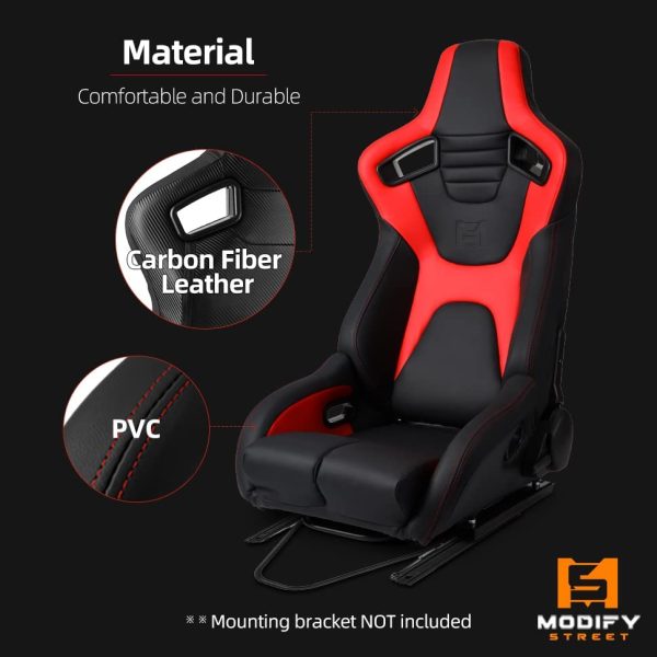 Modiftystreet Venom-Series PVC Racing Seats (Black+Red) - ModifyStreet